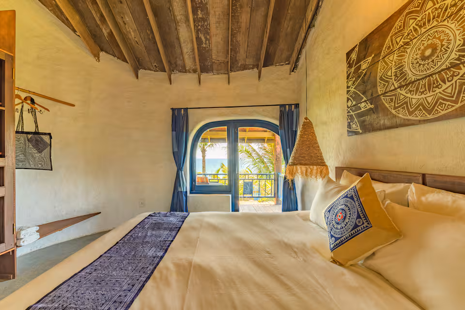 Flow House An Bang Beach Second Floor Bedroom with Ocean View Balcony Hoi An Vietnam