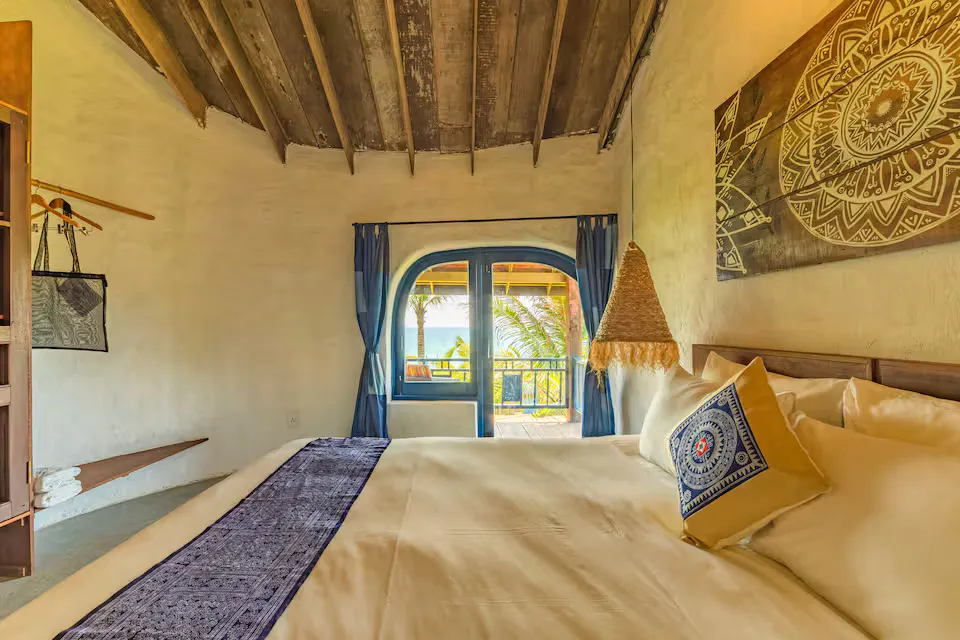 Flow House An Bang Beach Second Floor Bedroom with Ocean View Balcony Hoi An Vietnam
