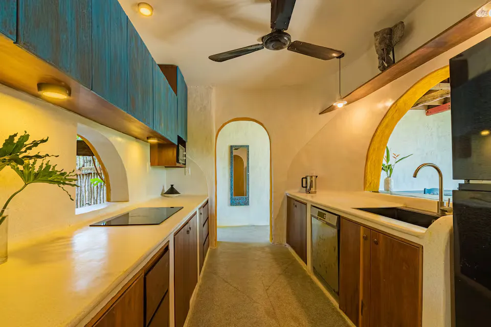 Flow House An Bang Beach Fully Equipped Kitchen with Full-Size Fridge Hoi An Vietnam
