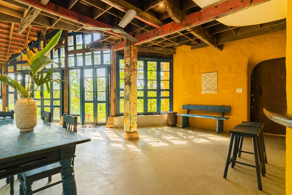 Flow House An Bang Beach Bright Open-Plan Living Room Floor-to-Ceiling Windows Hoi An Vietnam