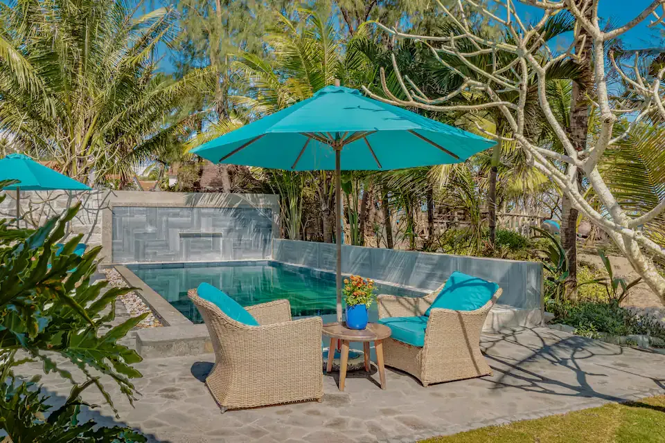 Exclusive private pool at a beachfront golf villa in Vietnam