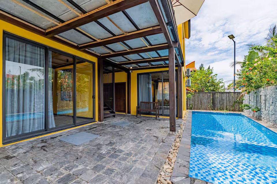 May Villa An Bang Beach Private Pool and Outdoor Patio with Sun Lounges Hoi An Vietnam