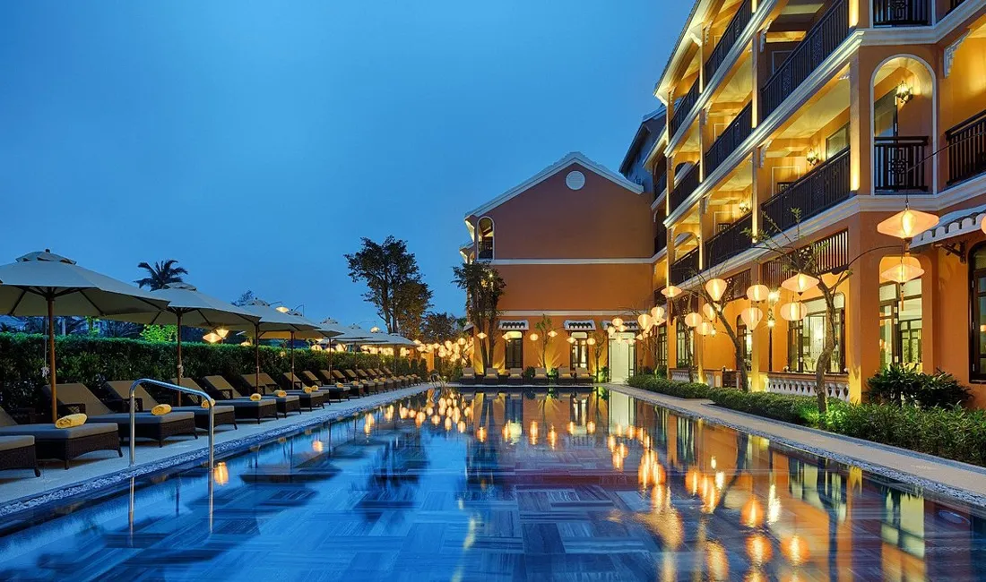 Little Riverside Hoi An Rooftop Pool at Night